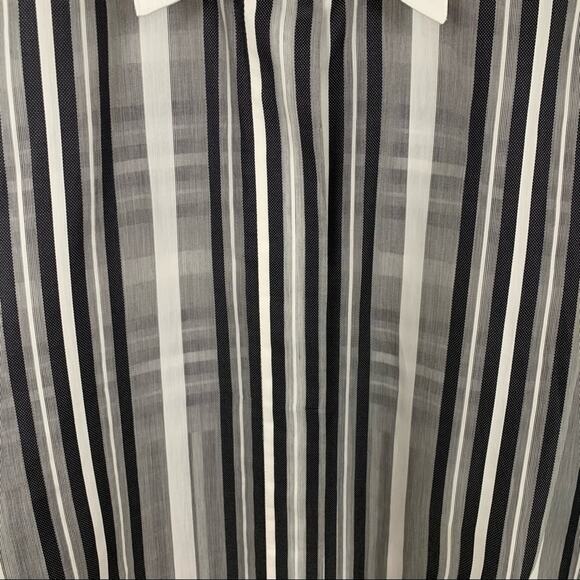 Shamask Striped Sheer Hidden Button Up Top - Picture 7 of 10